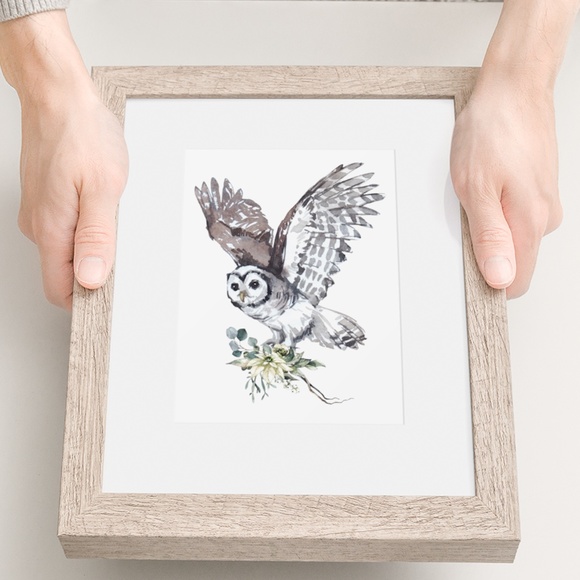 Owl Illustration Watercolor Wall Art Print Poster Portrait Unframed - Picture 7 of 10